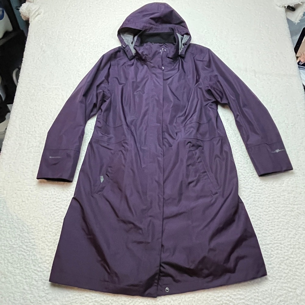Eddie Bauer Rain Jacket Womens 1X Purple WeatherEdge Girl On The Go Trench 1545 - Picture 2 of 12